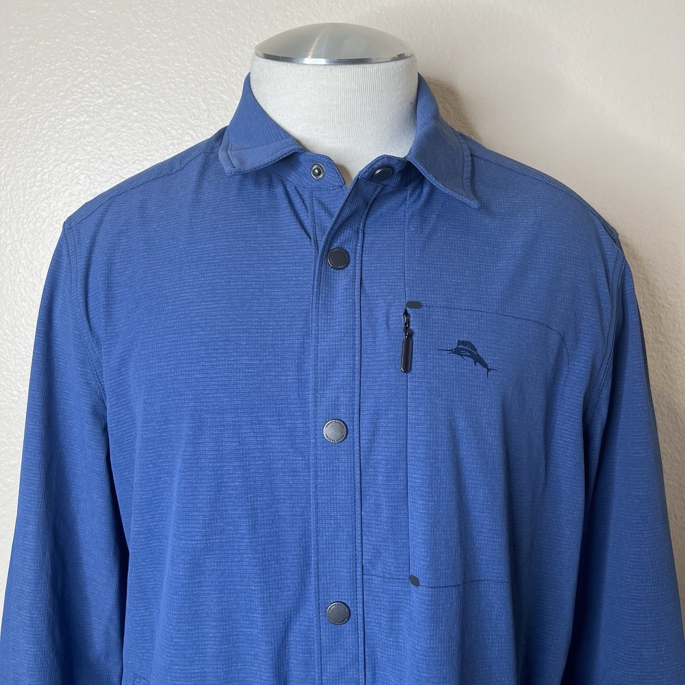 Tommy Bahama Mens Large Performance Shirt Multi Pocket Fishing Long Sleeve
